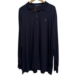 Polo by Ralph Lauren Men's Navy Blue Long Sleeve Classic Fit Polo Shirt XXL pony